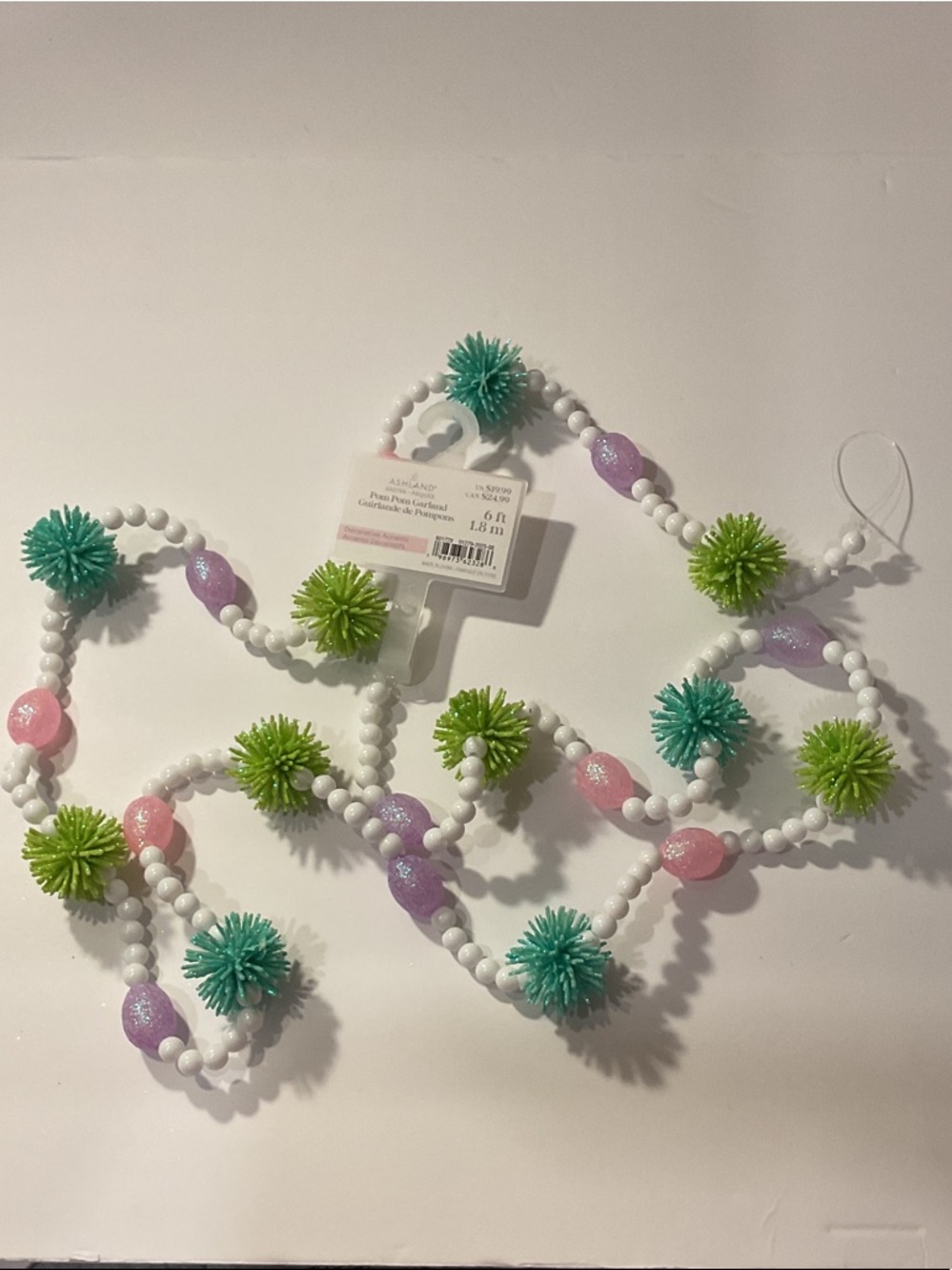 Ashland Beaded Garland with Pink, Purple, Green, and White Accents